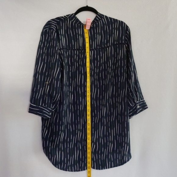 Simply Noelle Blue White Green Stripe Tunic Top /Cover Size L/XL 12-14 - Picture 3 of 9